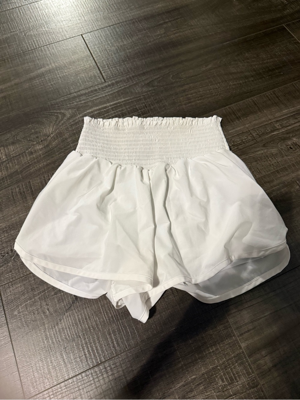 White High-Waist Smocked Women’s Shorts
